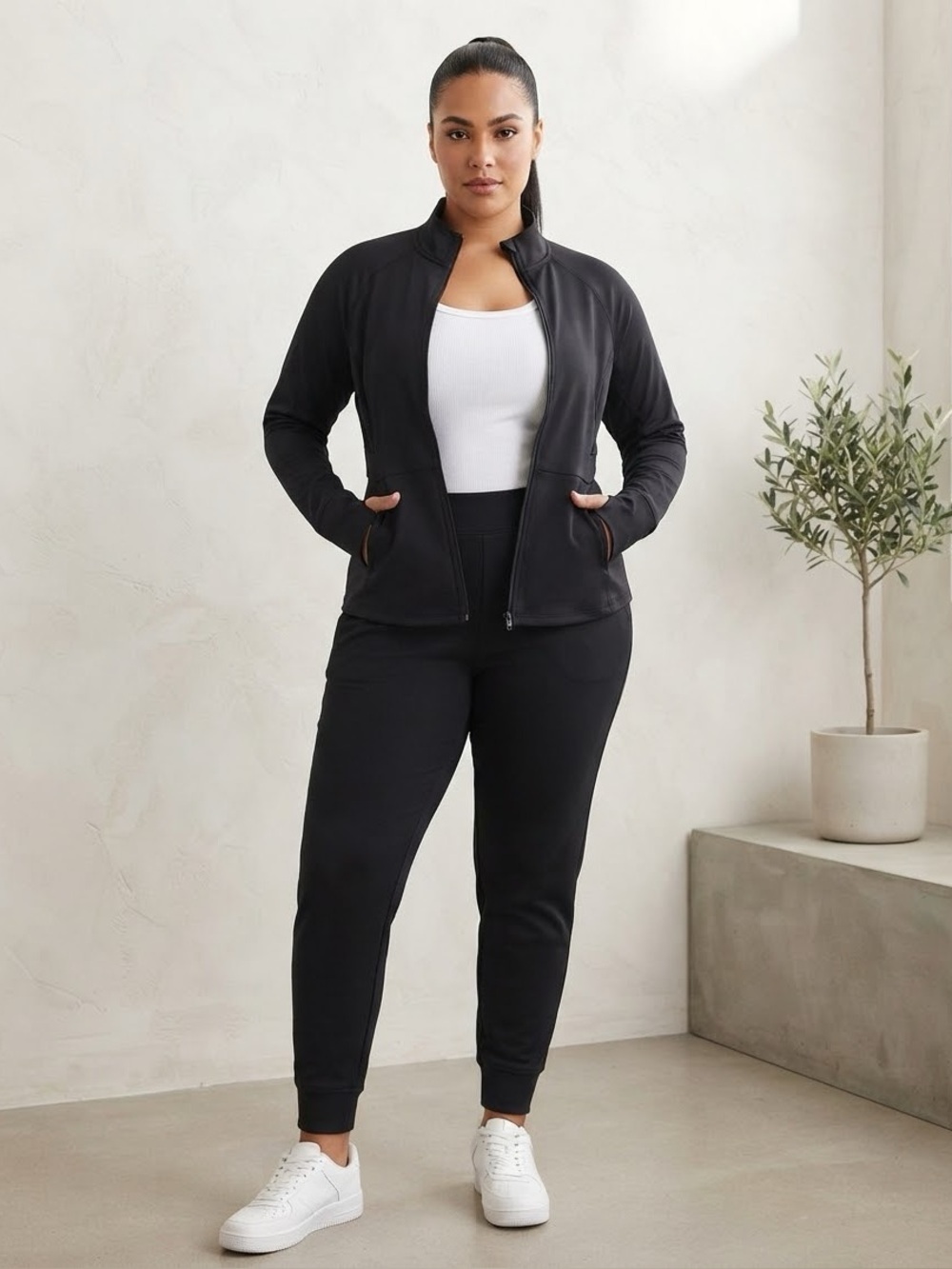 Level Up Active Women's Black Fleece Lined Jacket